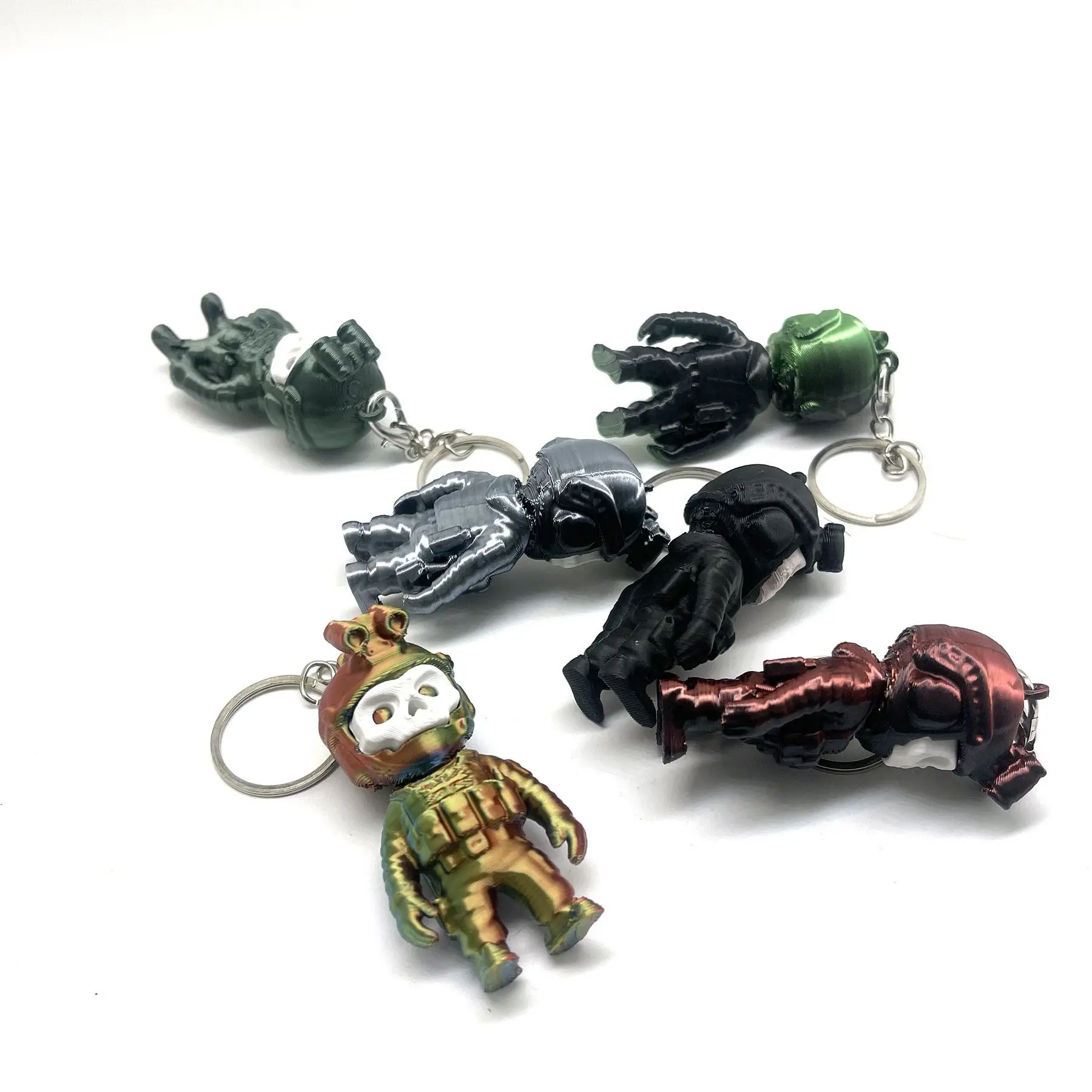 2026 Cute Ghost Call of Duty Keychain with O-Shaped Buckle 3D Printed Keyring Backpack Accessory Key Chain Anime Accessories - view 4
