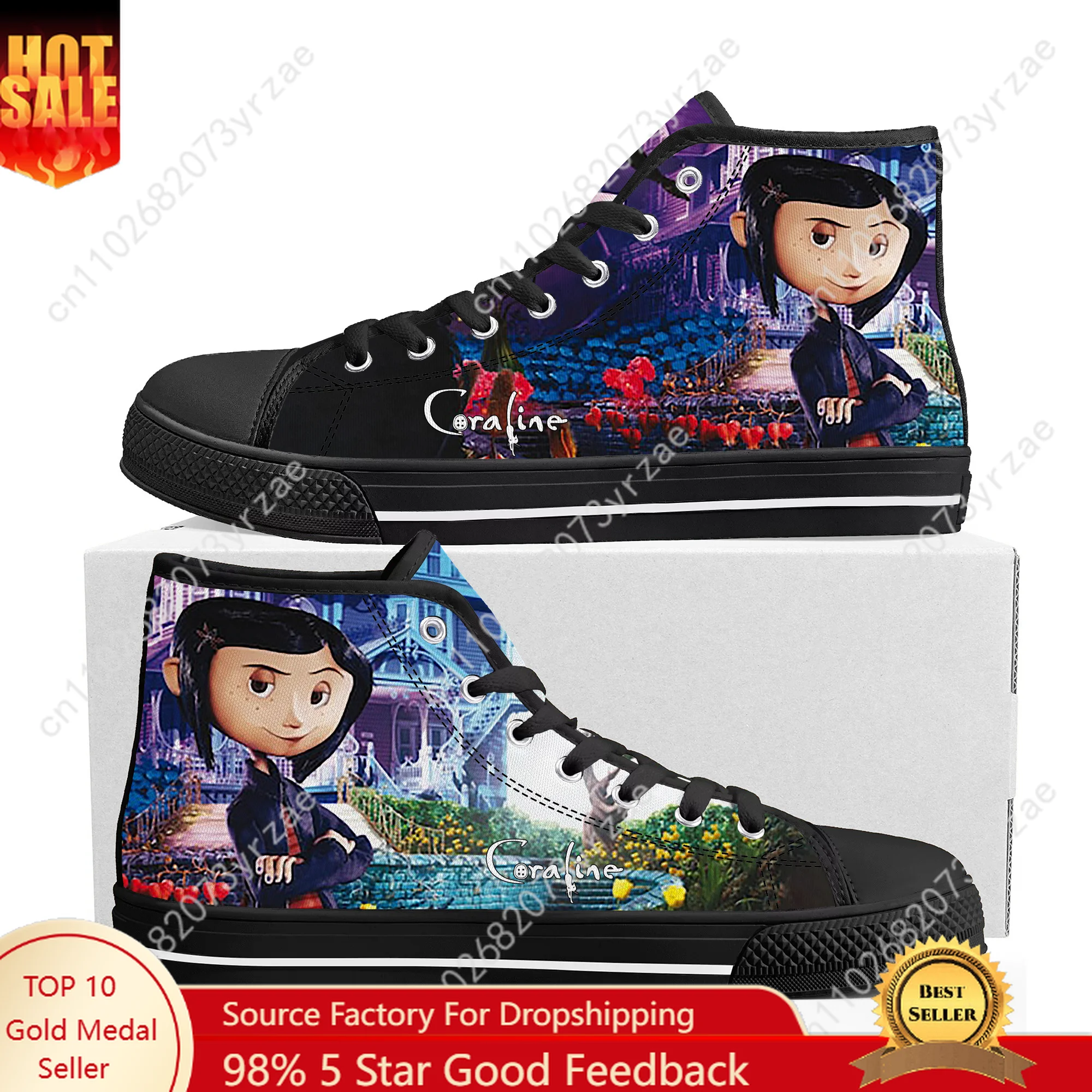 

Coraline High Top Sneakers Mens Womens Teenager High Quality Fashion Trend Canvas Sneaker Built Casual Couple Custom MadeShoe