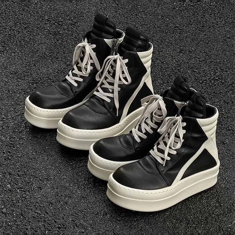 عالية الجودة الجلود حذاء من الجلد للرجل موضة مصمم أحذية كاجوال الاتجاه سميكة وحيد جلد الرجال منصة الأحذية بوتاس Hombre