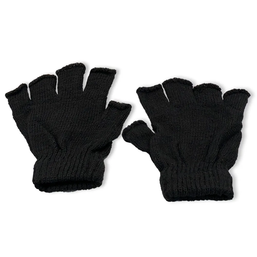 Black Flat One Size Fingerless Glove