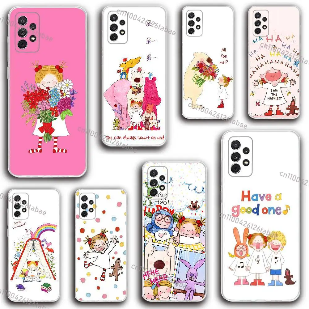 Cute Animal Cartoon Girl COCO-chanS  Phone Case Silicone For Samsung S30,23,21,22,20 FE lite,S10,9,PIus Note20ultra Transparent