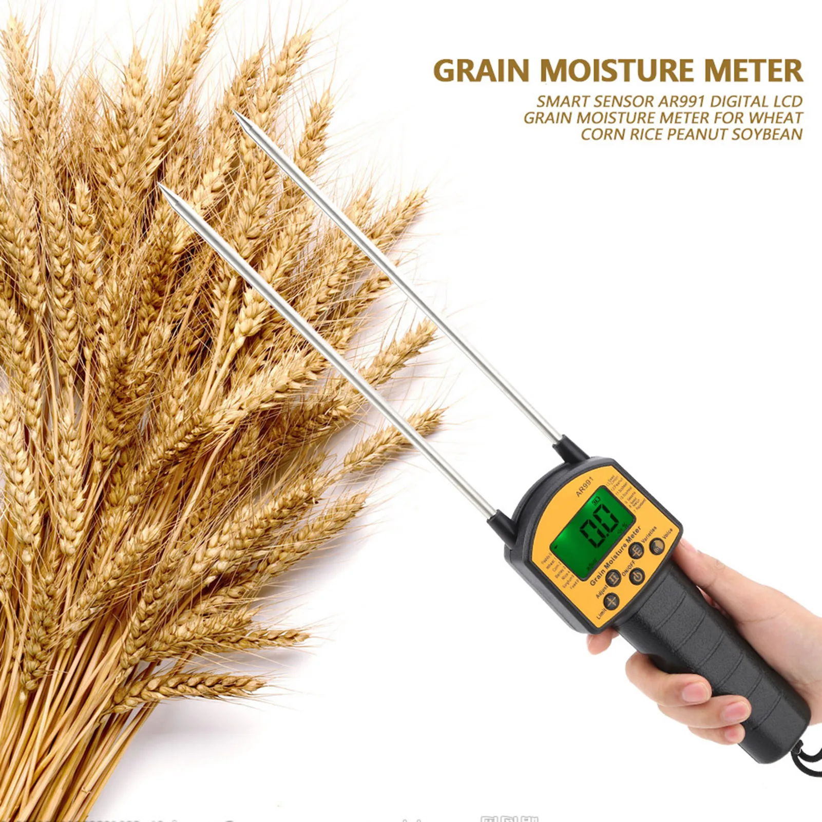 SMART SENSOR AR991 Digital LCD Grain Moisture Meter for Wheat Corn Rice Peanut Soybean