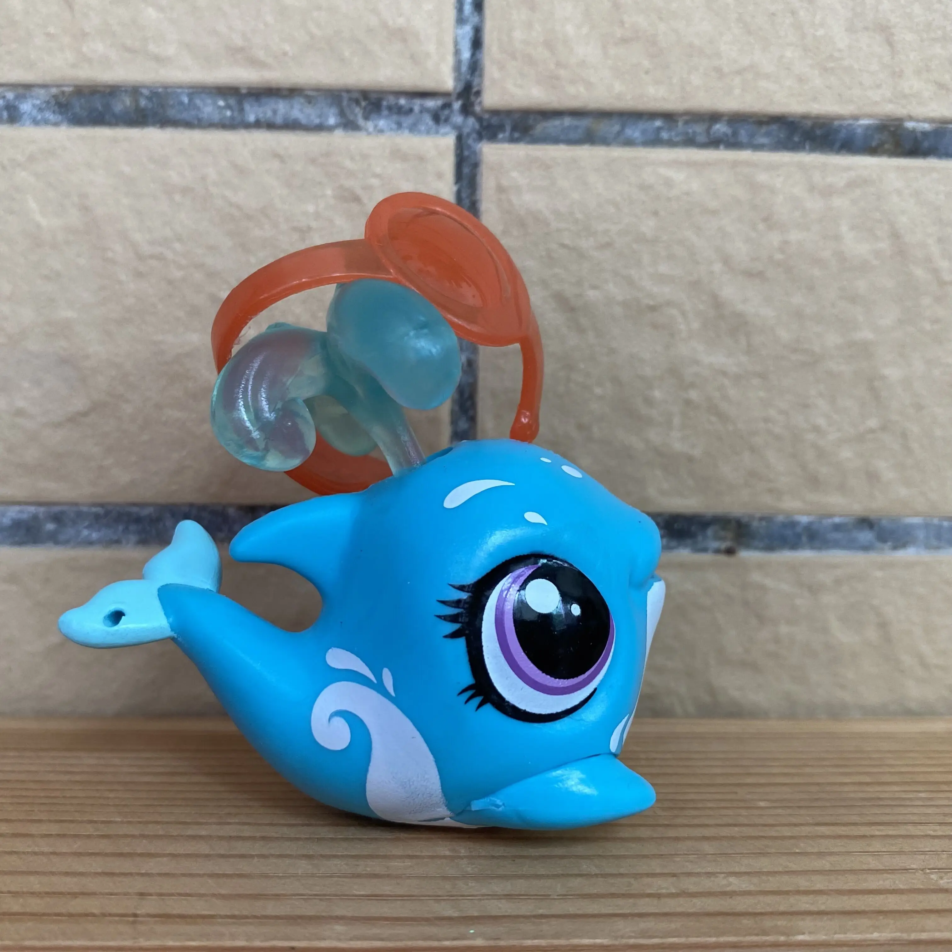 Rare 2 INCH Littlest Pet Shop # 4060 Orky Miller Teal Blue White With swimming goggles Christmas Gift