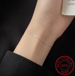 Real 925 Sterling Silver Snake Bone Chain Bracelet for Women Trendy Fine Jewelry Minimalist Accessories