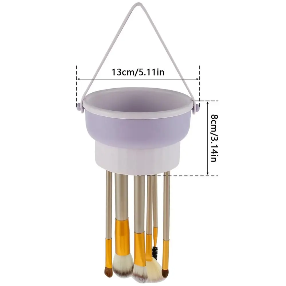 Limpiador de brochas de maquillaje desmontable con mango de silicona, soporte de cepillo cosmético de belleza, tazón de almohadilla de lavado de silicona multifunción