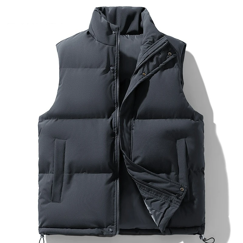 Men's Cotton Padded Vest Fall Winter Plus Size Stand Collar Sleeveless Warm Thermal Waistcoat New Casual Outerwear Gilet Jackets