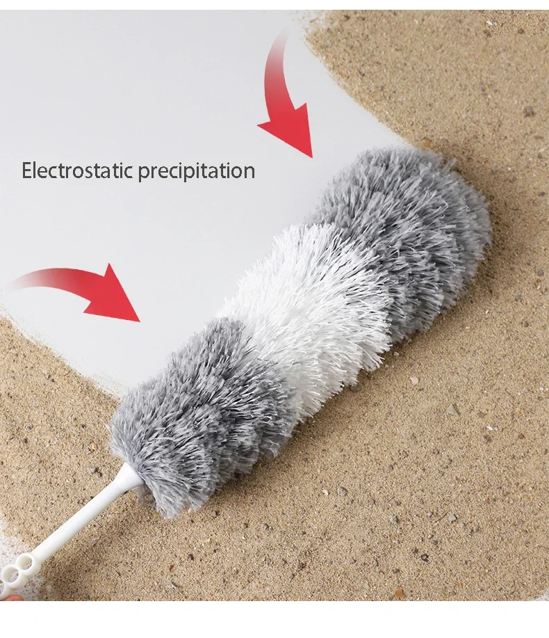 360° Rotatable Dust Brush Removal Dusters Extension Steel Pole Telescoping Household Sofa Gap Floor Cleaning Microfiber tools