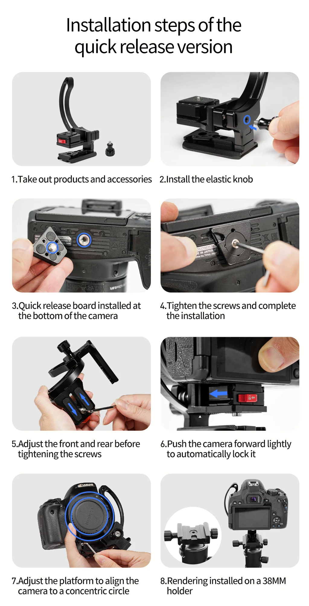 Neue DSLR Kamera Objektiv Unterstützung Halterung Halbrunden Ring Horizontale Vertikale Schnell Schalter Halterung für Canon Nikon Stativ Stabilisator – Detail 21