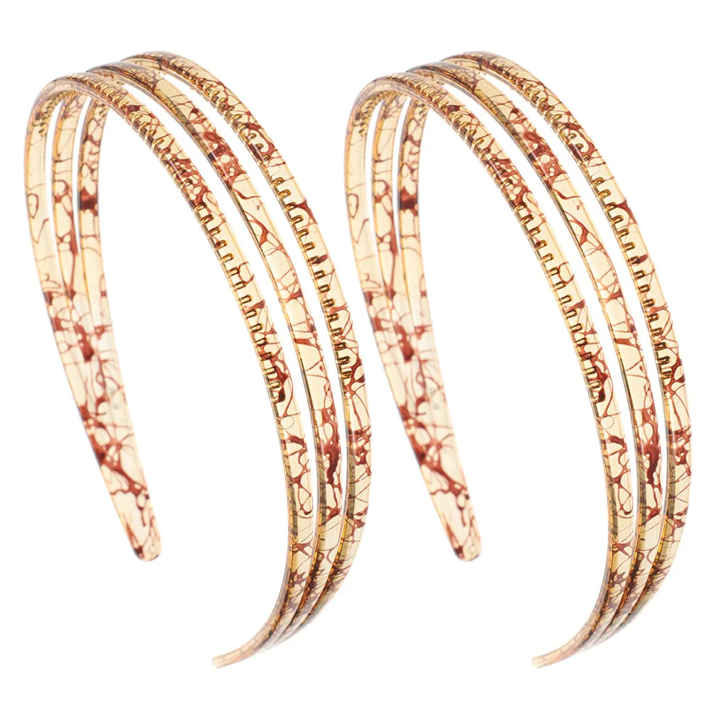 

Набор из 2 пластиковых ободков для волос для женщин: полые, трехслойные, с зубчиками, нескользящие, для макияжа, умывания, тренировок, спа-процедур