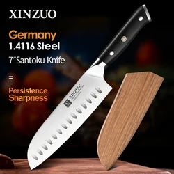 XINZUO 7 inch Santoku Knife DIN 1.4116 Stainless Steel Germany Kitchen Knife Super Sharp Best Knives Ebony Handle Gift Knives