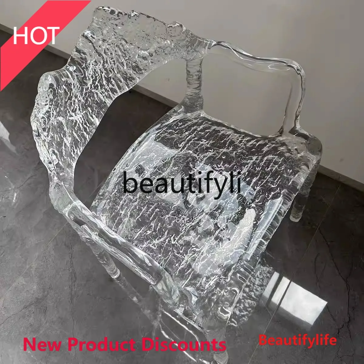 DD45 Light Luxury Water Ripple Chair Dressing Chair Modern Minimalist Home Living Room Office Stool