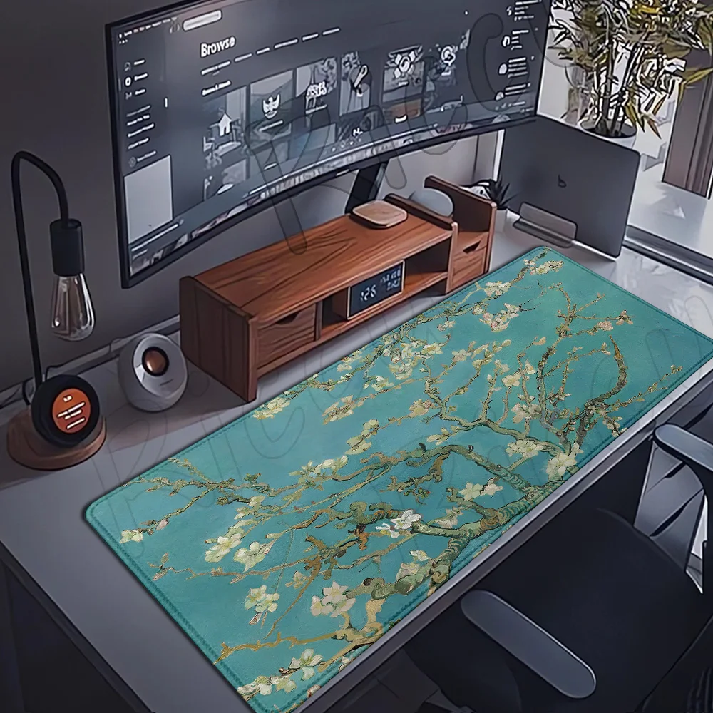 Vintage Oil Painting Mouse Pad Da Vinci Desk Mat Gaming Accessories Van Gogh Carpet Gamer Rug Large Keyboard MouseMat Playmats