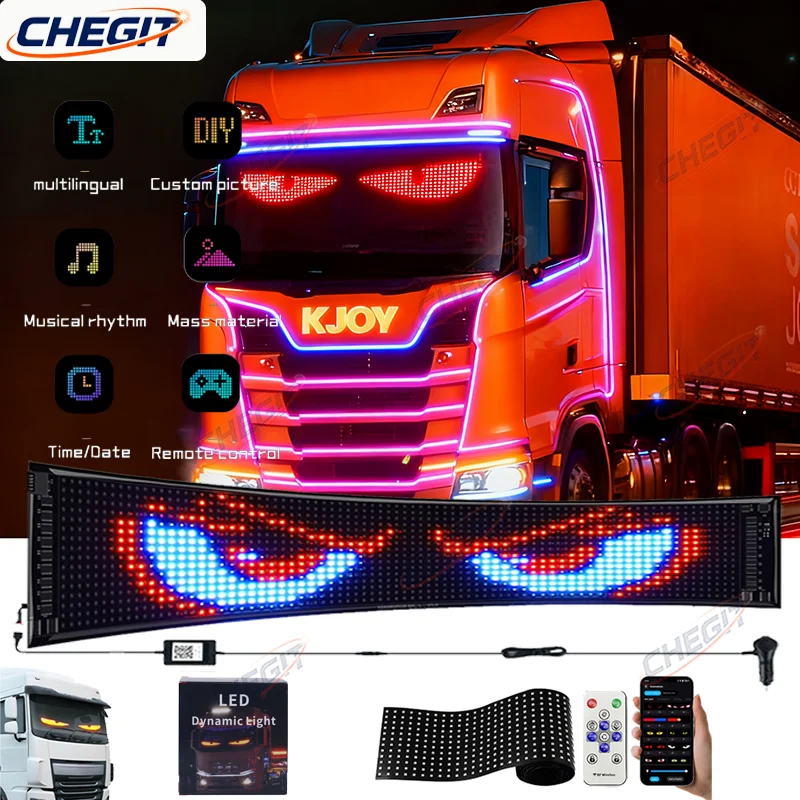 大型APPトラック車デビルアイLEDピクセルパネルライトリモート音楽制御カスタムテキスト照明スクロールボードフロントガラス用12V