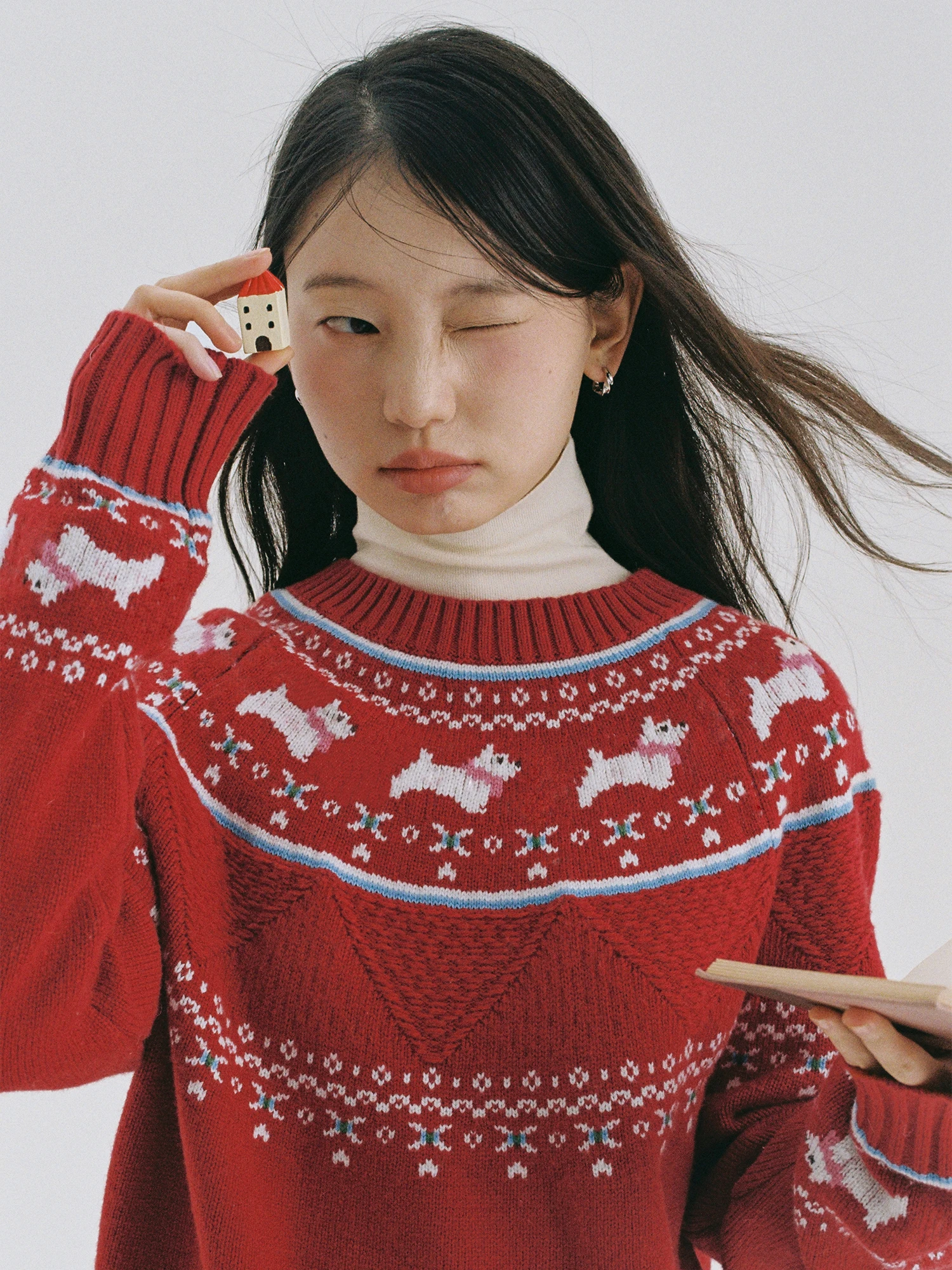 

LLANO Women's Knitted Fair Isle Sweater Nordic Retro Warm Top Coat Autumn Winter Long Sve round Ne Pullover Fce Lined