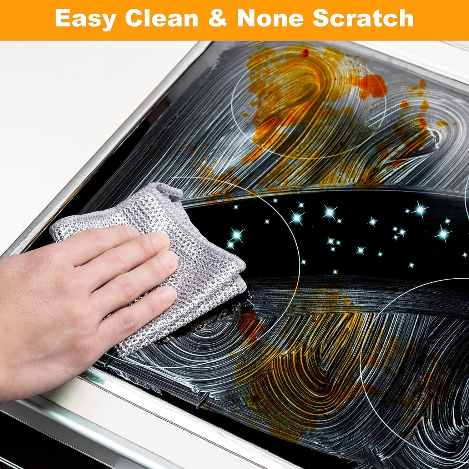 

Non Scratch Steel Wool Scrubber Reusable Dishwashing Rag for Kitchen Cleaning Multipurpose Dish Cloth for Wet Dry Use
