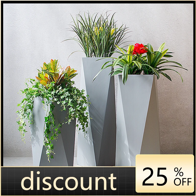LMM simple modern floor-to-ceiling vase geometric flower arrangement FRP flower ware