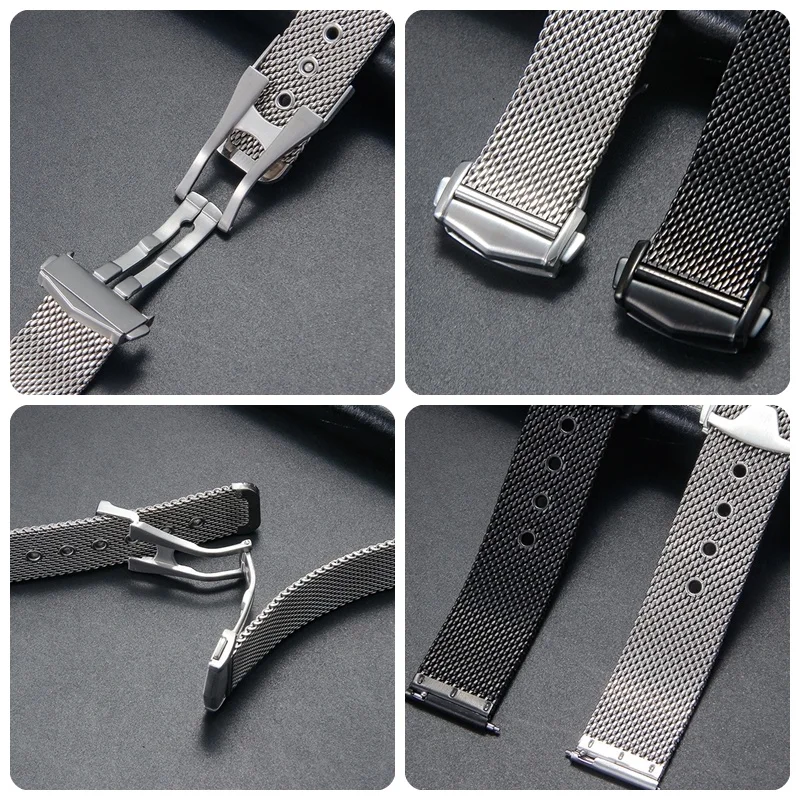 20mm Milanese Mesh Stainless Steel Watch Strap for Omega 007 Seamaster Diver 300 Men Metal Folding Buckle Watchband Accessories view 6