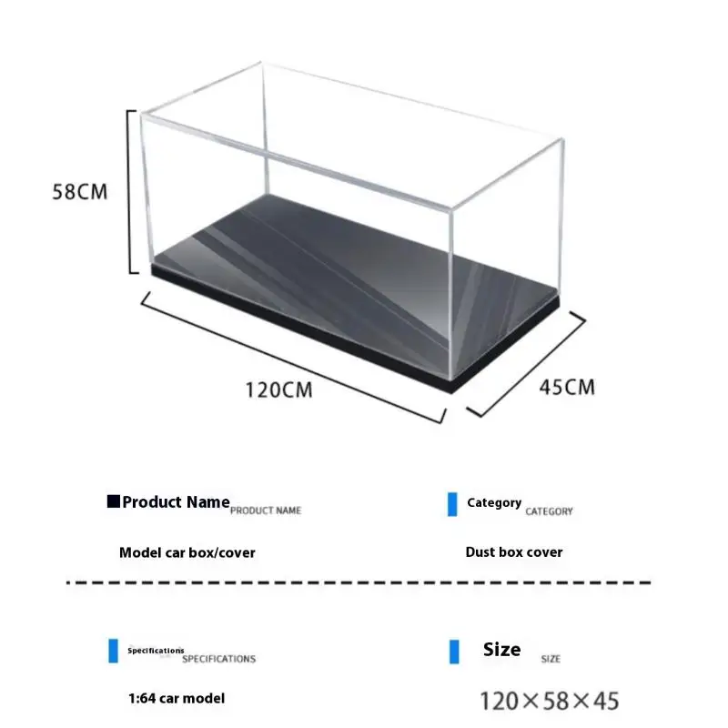1 Piece Transparent Acrylic Storage Box Practical 1/64 Diecast Model Car Display Box DIY Dustproof Display Rack Toy