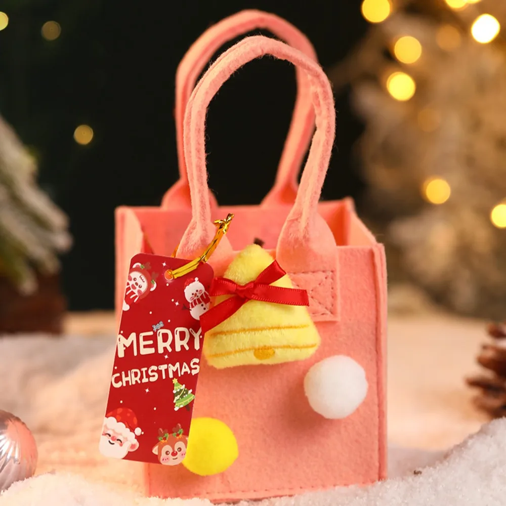 

Santa Christmas Candy Bag Cartoon Cute Xmas Snacks Handbag Fruit Basket Reusable Mini Felt Candy Bag New Year Gift