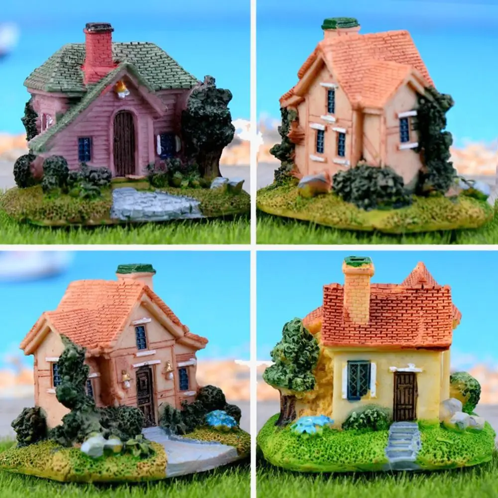 Resin Miniature Country Garden Ornaments House Buildings Figurines Garden Accessories House Ornaments Mini