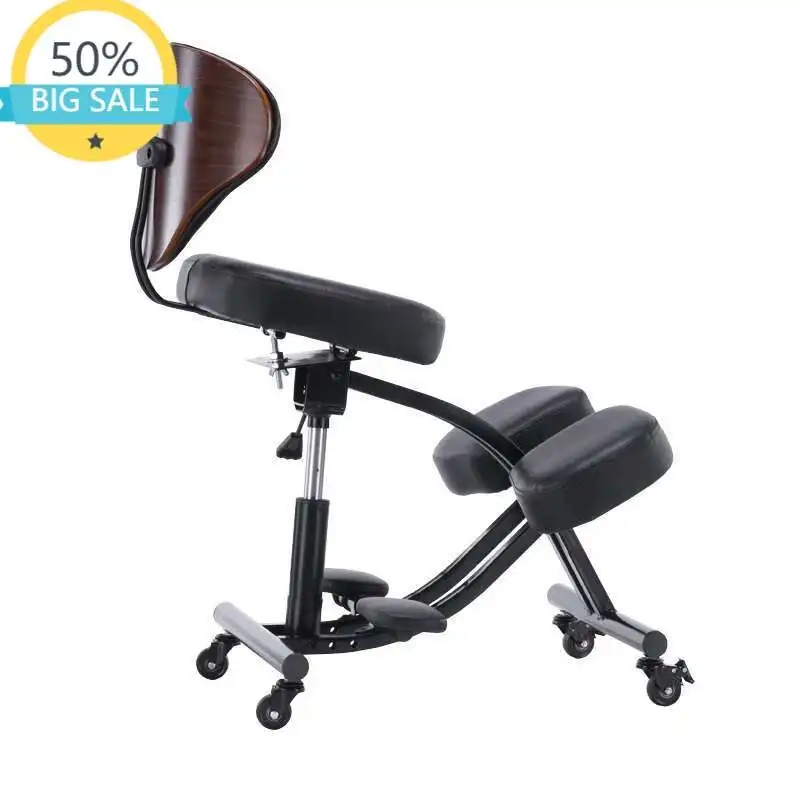Kneeling Chair With Wood Back Support Adjustable Desk Chair For Home And Office Kneel Stool Adjustable Height & Angle Posture