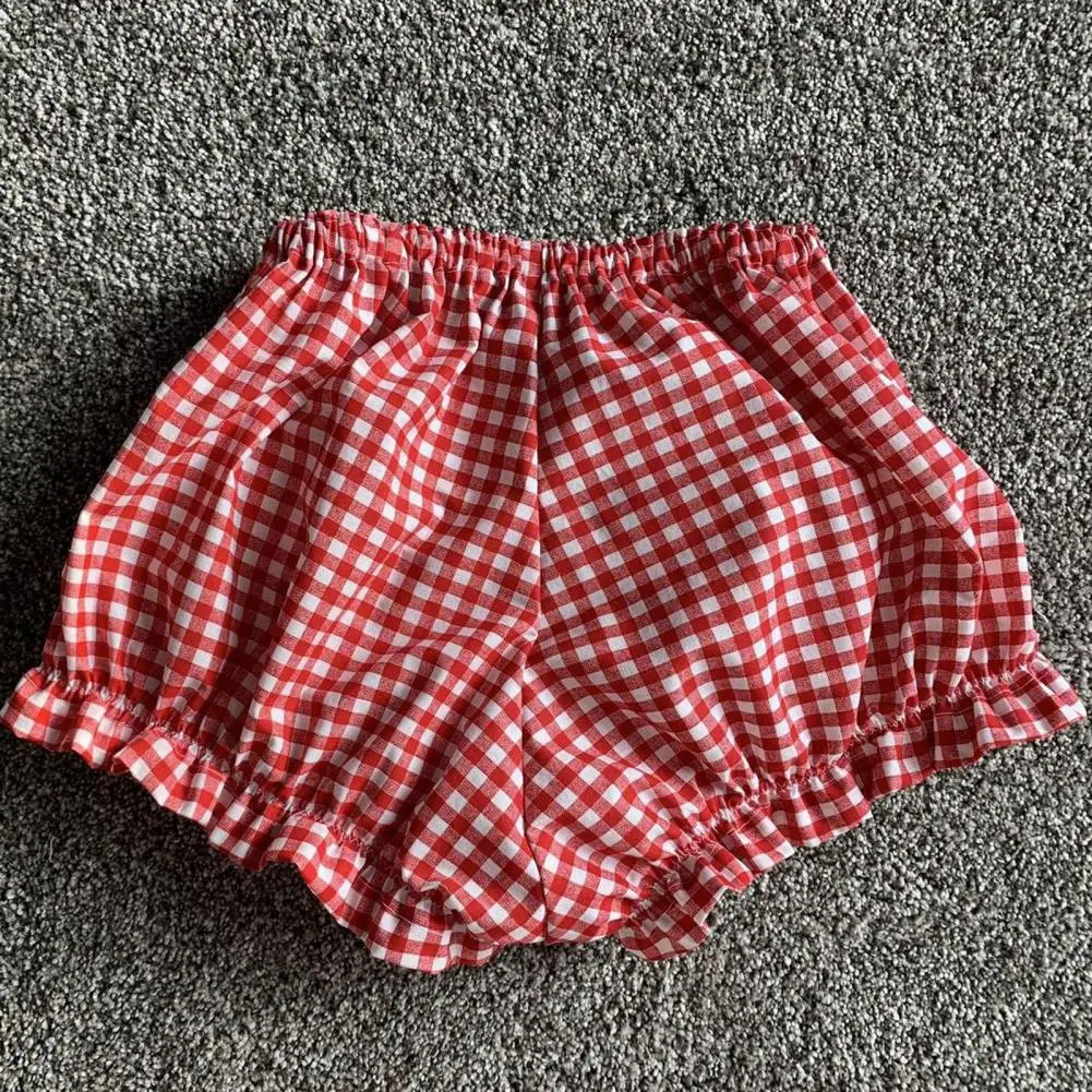 

Shirring Shorts Plaid Print High Waist Women's Shorts with Bow Detailing for Summer Vacation Beachwear Slim Fit Sleep for Ladies