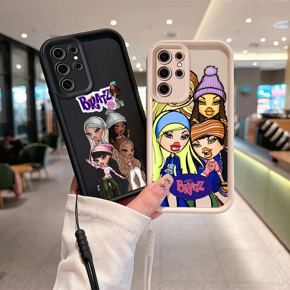 Cartoon Cute Bratz Doll Phone Case for OPPO A5 A7 A17 A38 A53 A54 A55 A58 A72 A74 A76 A78 A94 A98 4G 5G Cover With Hand Strap