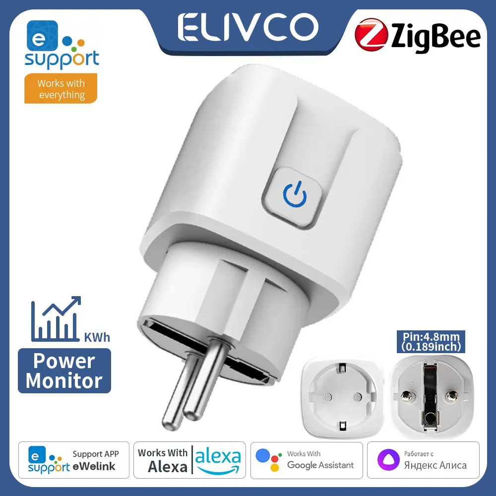 eWelink Zigbee Smart Plug,APP Remote Control,With Timing/Countdown/Power Monitoring Function,Support Google Assistant/Alexa