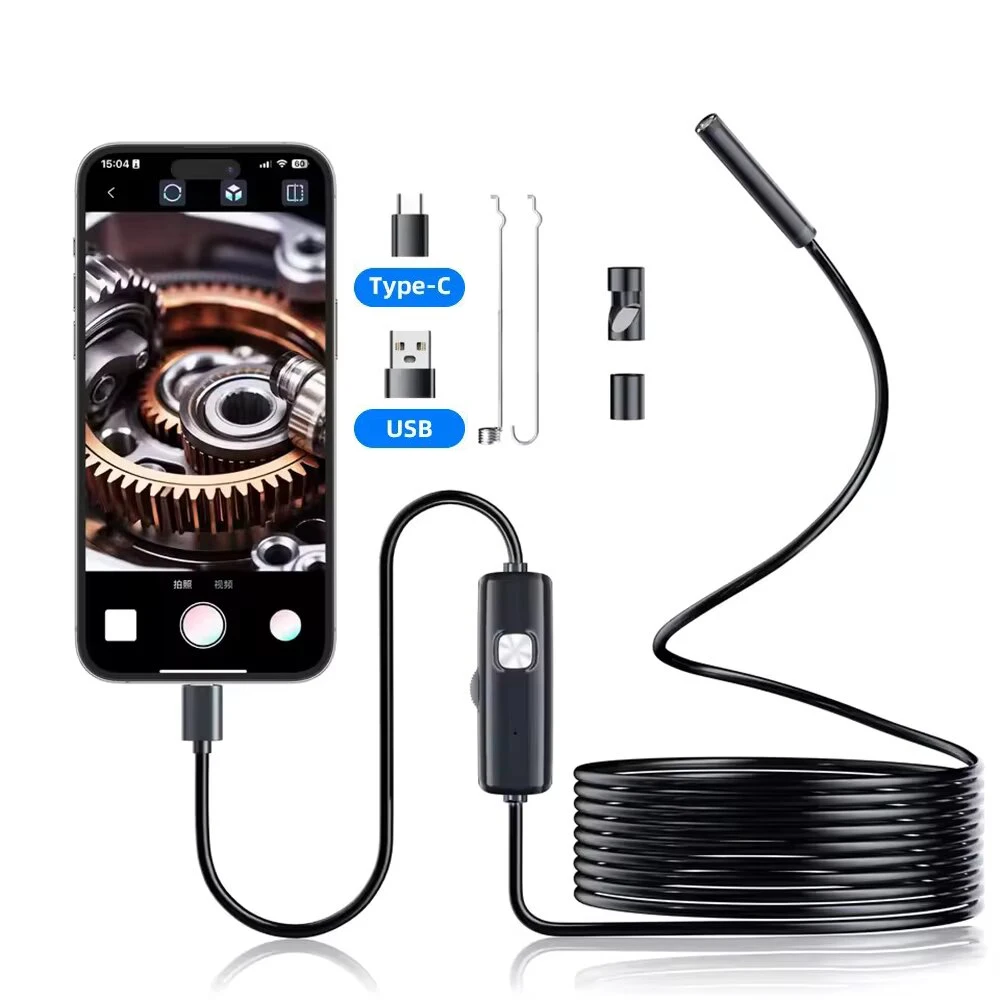 7.0MM USB C Endoscope Camera IP67 Waterproof 6LED Adjustable Borescope Flexible Inspection Camera for Android Phone PC Adjustabl