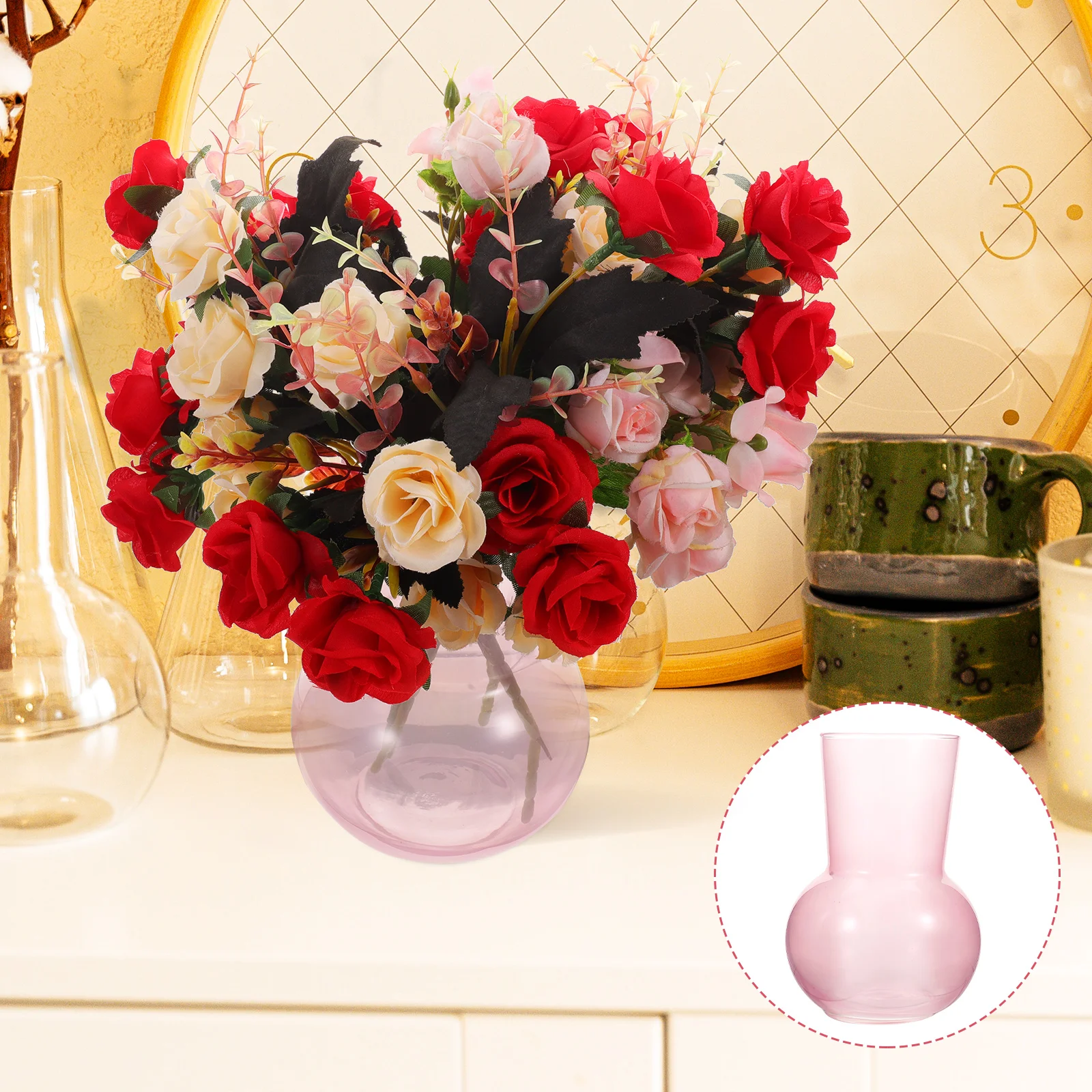 

Glass Vase Ornaments for Flowers Bottle Decorative Vases Home Floral Unique Modern