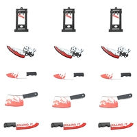 15Pcs 5 Styles Halloween Printed Opaque Acrylic Knife Pendants Necklace Earring DIY Jewelry Findings