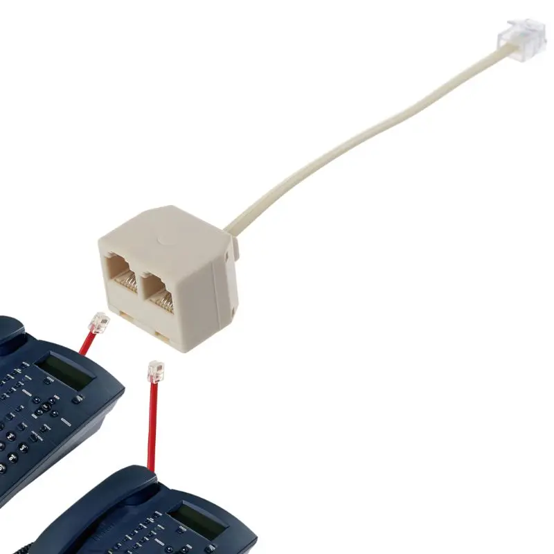 1 mannelijke RJ11-stekker naar 2 vrouwelijke jack-adapter voor telefoondraad Cat3 6P4C-connector