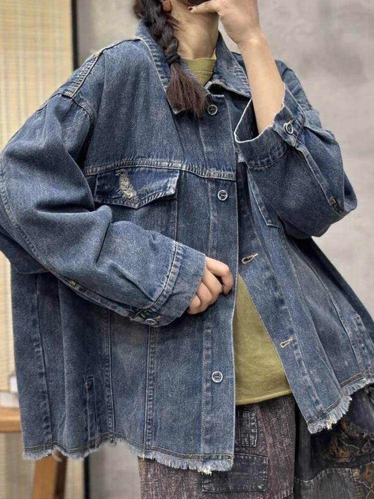 Max LuLu British 2024 Autumn Womens Vintage Leisure Denim Jacket Fashion Loose Punk Coats Classic Female Luxury Harajuku Clothes