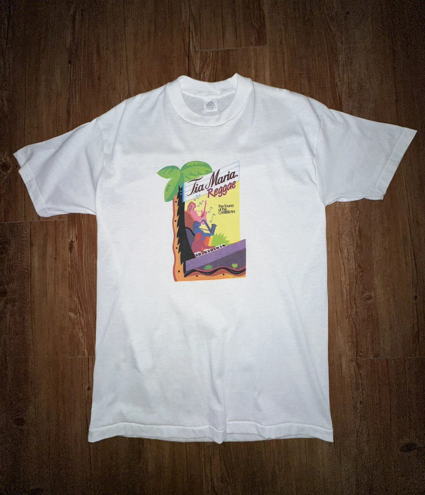 Camiseta promocional de concierto de alcohol Reggae de licor importado de Tia María Vintage rara