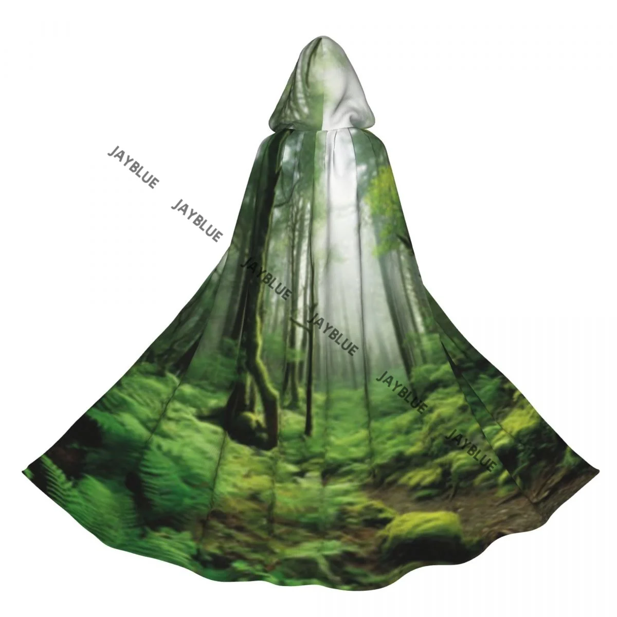 Adult Cloak Cape Hooded Fantastic Forest With Fog And Sunlight Medieval Costume Witch Wicca Vampire Elf Purim Carnival Party