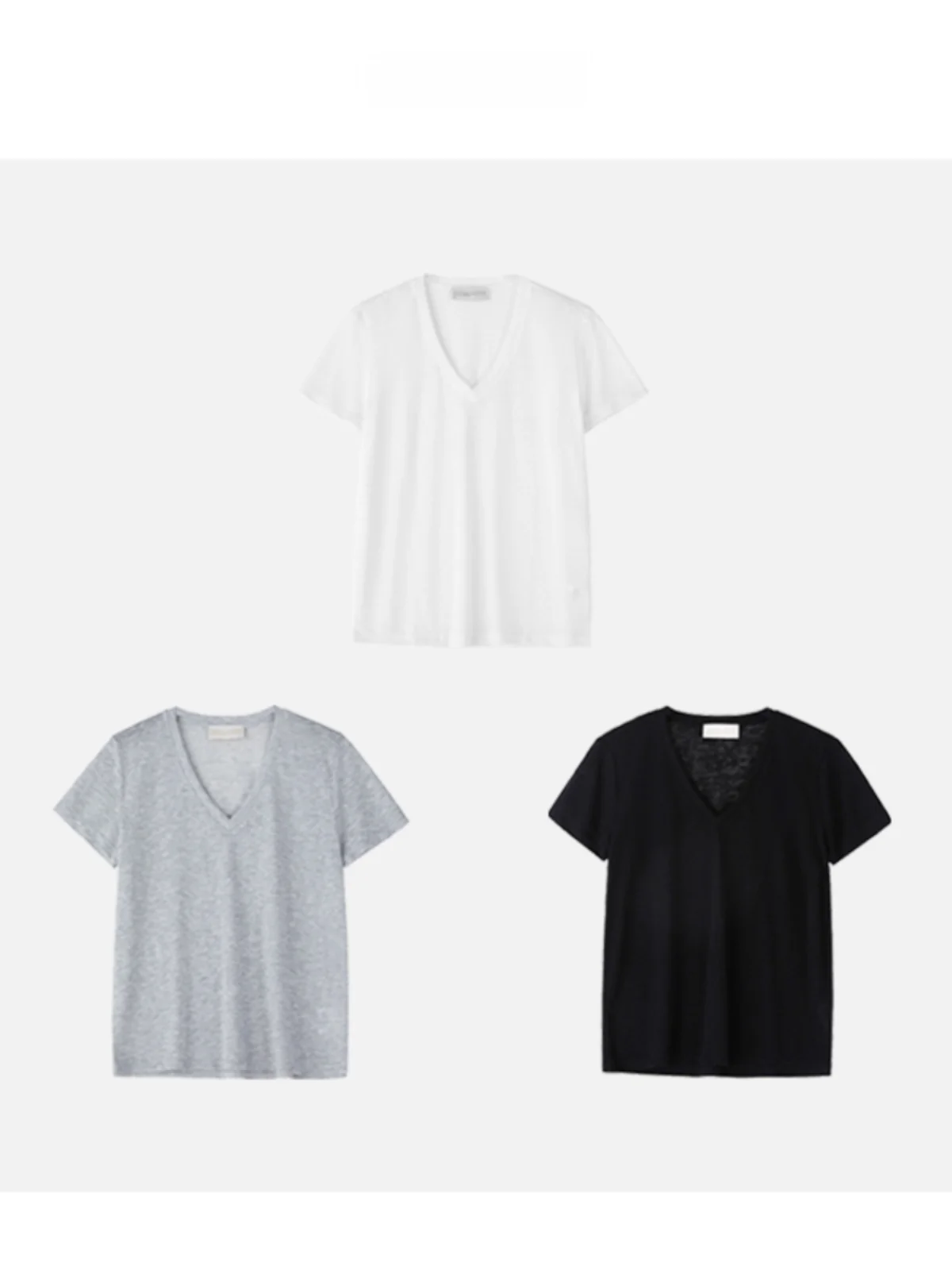 

JINGJING2024 Женская летняя футболка с V-образным вырезом и коротким рукавом из смесовой ткани Lenzing: приятная к телу, дышащая, простая и универсальная