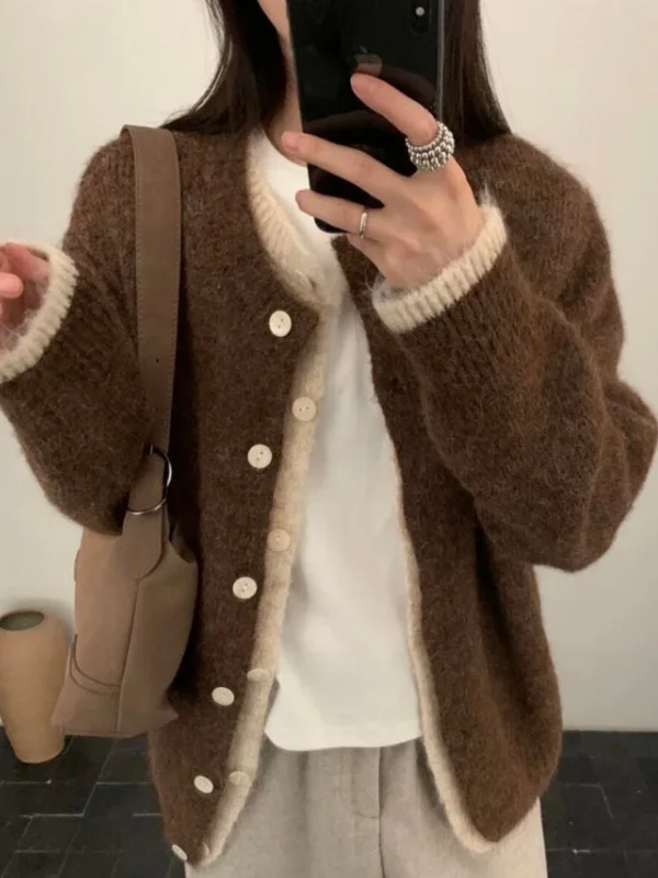 

Женский вязаный свитер, пальто Lazy Sle, осень-зима 2022, Новое поступление, искусственный двухсекционный высококачественный красивый топ