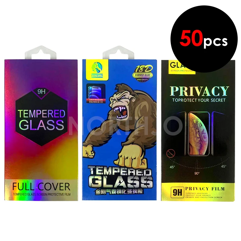 50Pcs For Apple iPhone Samsung mobile phone Screen Protector film Paper Package Retail Box