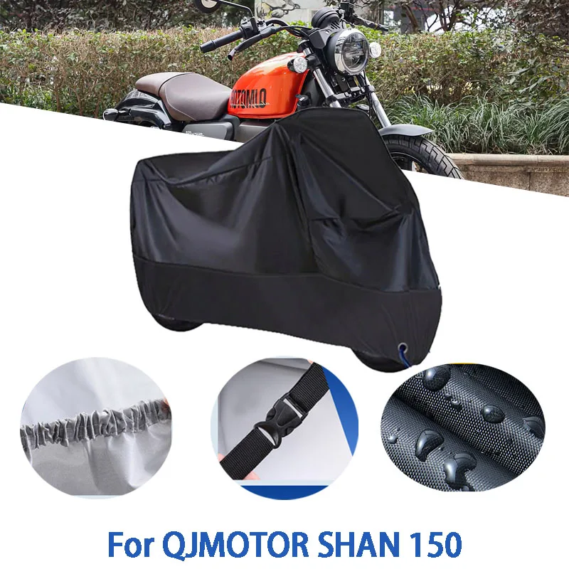 

Полный чехол для мотоцикла QJMOTOR SHAN 150, автомобильный уличный солнцезащитный чехол от пыли и ушей, утолщенный оксфордский чехол, аксессуары