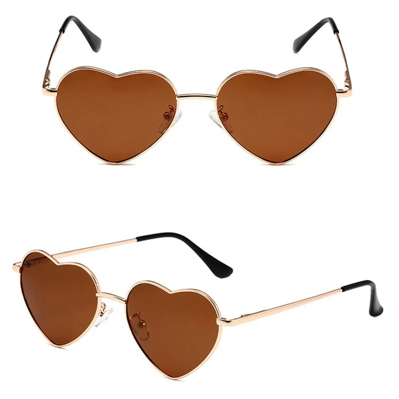 Fashion Women's Metal Heart Shaped Sunglasses Gradient Outdoor Goggles Female Eyewear UV400 Shades Metal Women Girls Sunglasses
