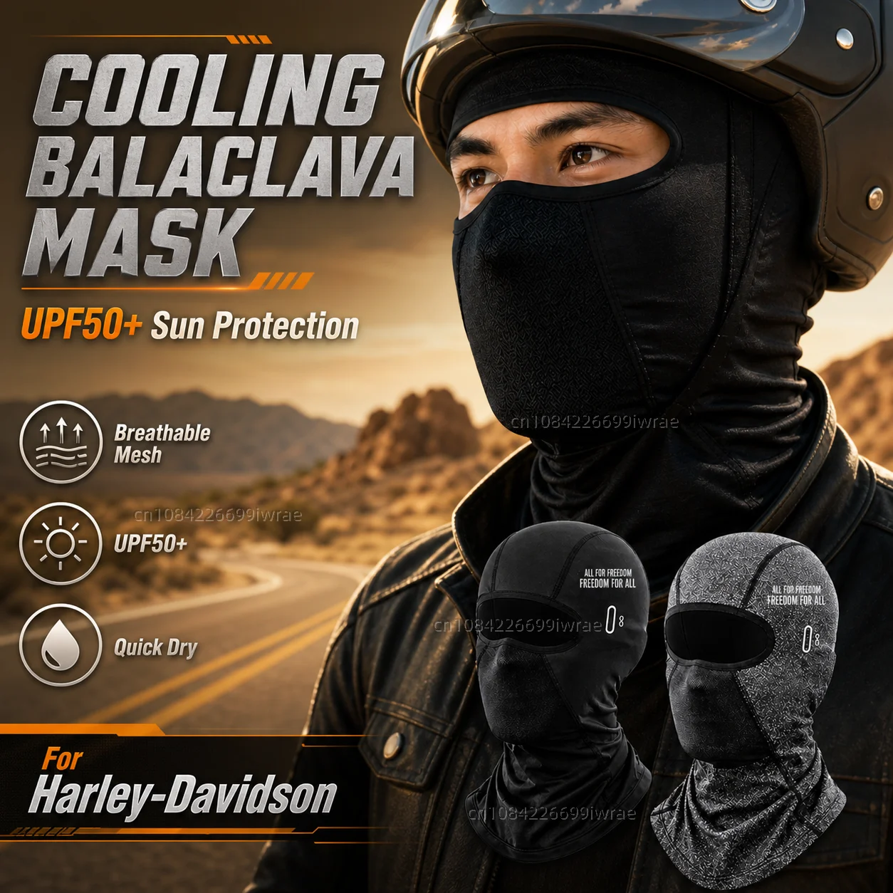 Cooling Motorcycle Balaclava Mask UPF50+ UV Protection Breathable Face Cover Summer For Harley-Davidson PAN AMERICA 1250 S