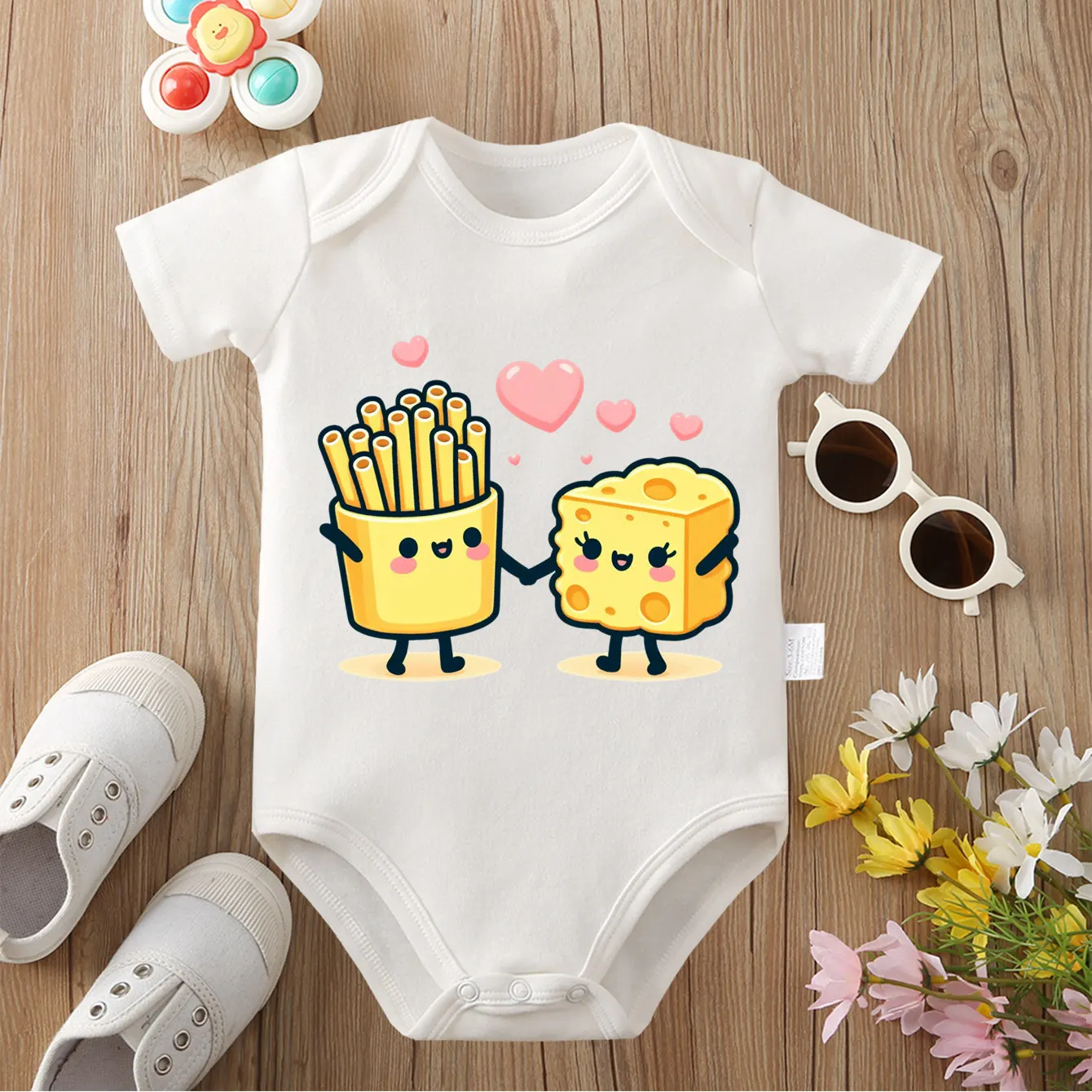 

Pure Cotton Best Partner Cheese Print Bodysuit Comfortable Onesie Cloths for Baby Jumpsuit for 0 To 12 Months Newborn