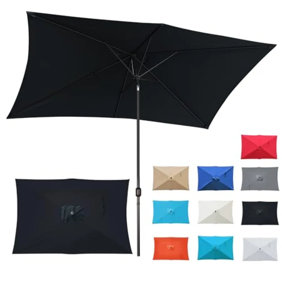 

Blissun Recgular Patio Umbrella Table Market Umbrella with Tilt and Crank Outdoor Umbrella for Garden Deck Backyard Pool and Be