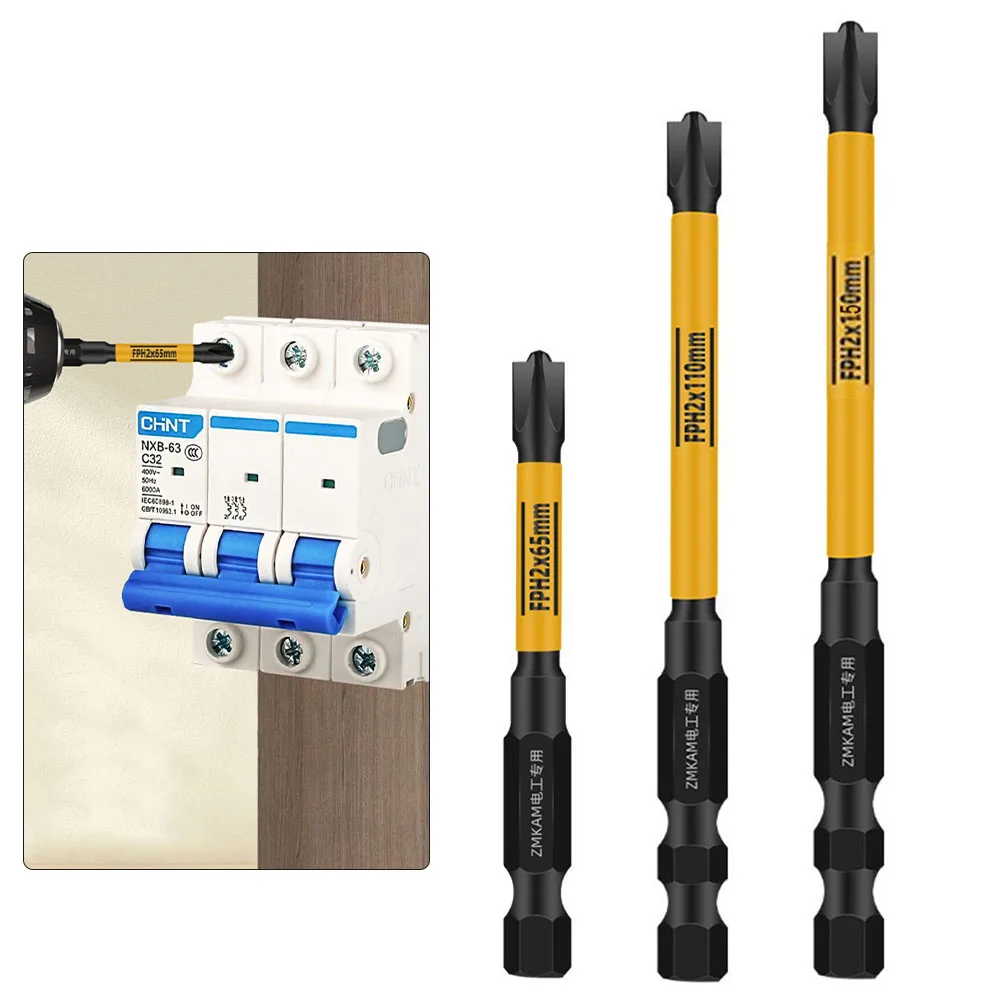 FPH2 Electrician Special Screwdriver Bits Set Magnetic Electric Impact Drill Nut Driver For Circuit Breaker 65 110 150mm