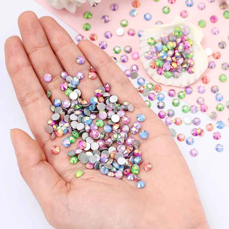 QIAO SS6-SS30 New Neon Glass Rhinestones Non Hotfix Flatback Decorations Crystal Glitter Stone DIY Nail Art Decorations