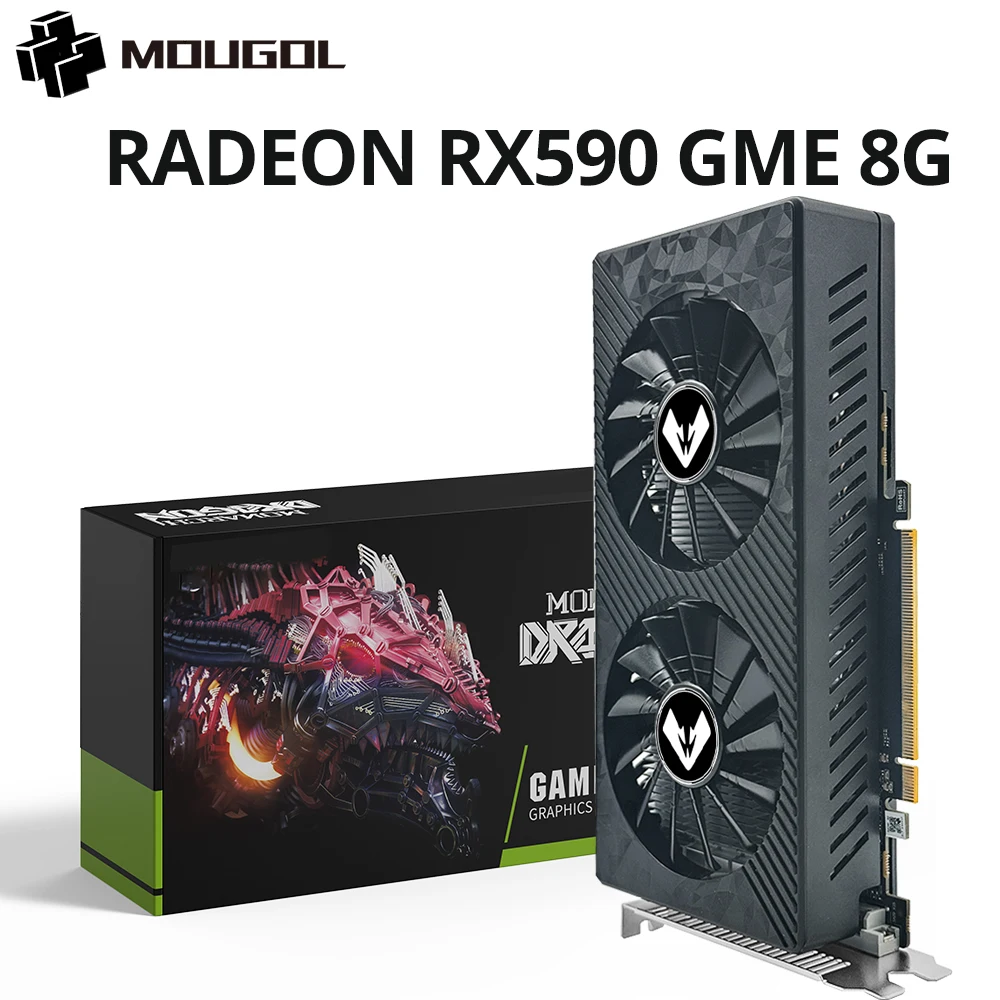 

Видеокарта MOUGOL AMD Radeon RX590 8G GDDR5, видеопамять, 256 бит, интерфейс DVI + DP DirectX12 для настольных игровых компьютеров