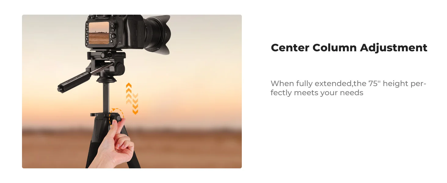 K&F CONCEPT Kamera-Stativ 190cm, Leichtes Tragbares Reise-Outdoor-DSLR-Stativständer für Kamera- und Handy-Videoaufnahmen – Detail 14