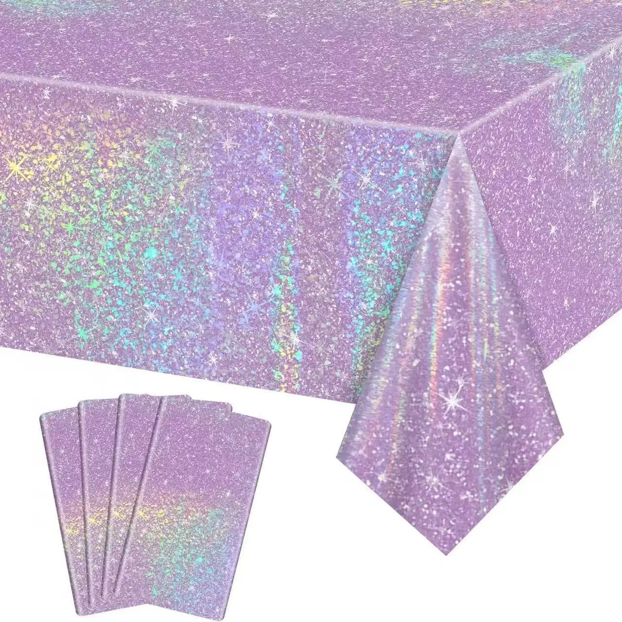 Pink Laser Disposable Tablecloth Aluminum Rainbow Birthday Party Decoration Tablecloth for Bachelorette Party Wedding Supplies