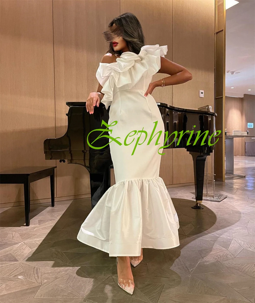 ที่กําหนดเองแขนกุด Mermaid JERSEY ชุดราตรีสีขาวอารมณ์ PARTY Dresses Elegant ชุดพิเศษ