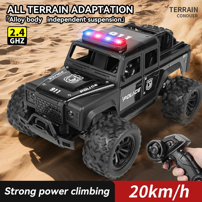 Veículos audiovisuais de tração nas quatro rodas em grande escala, veículos off-road infantis e brinquedos e presentes especiais de modelo de carro de polícia